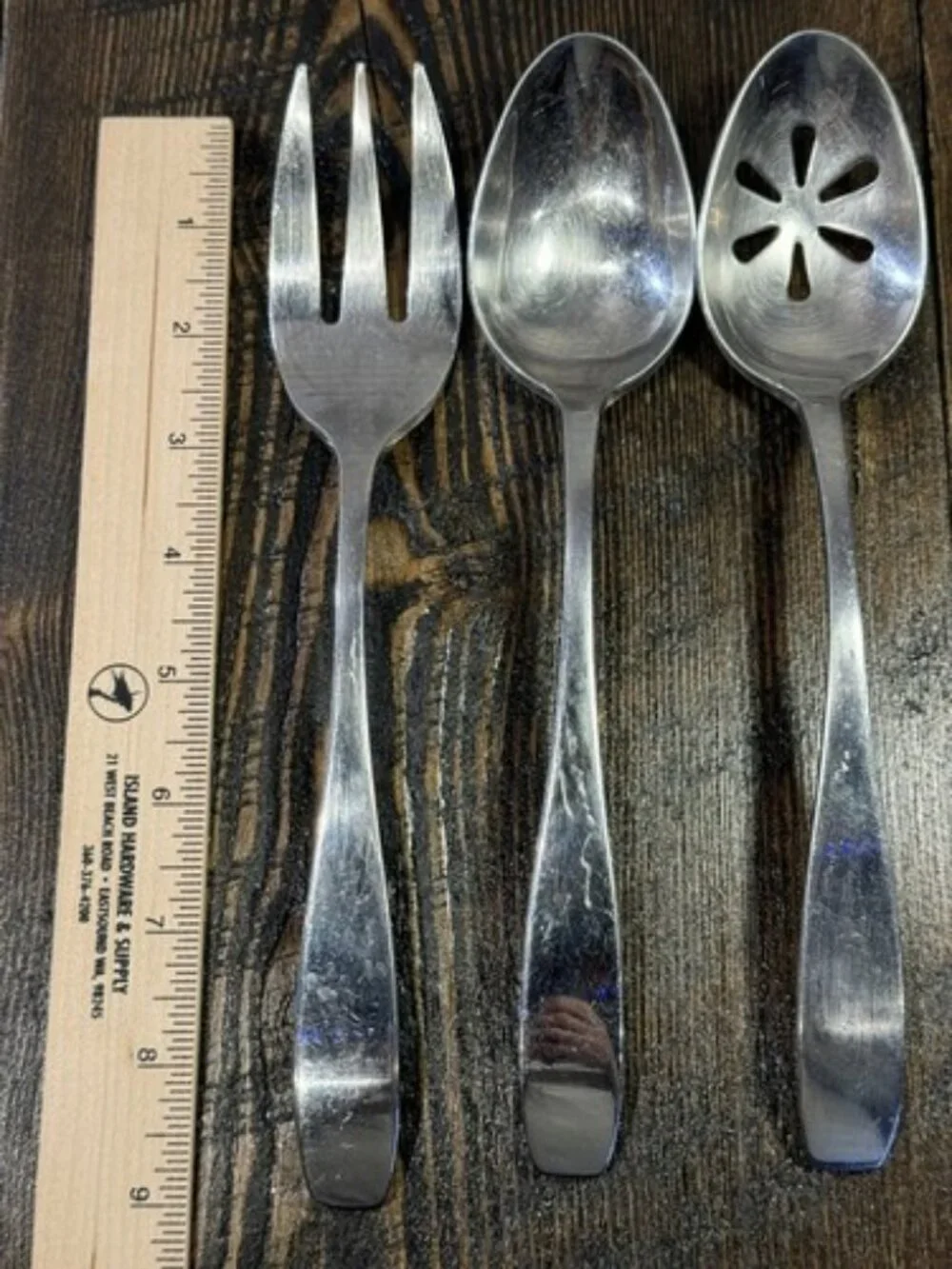 Utensil Serving Set 3 Piece Set Slotted Spoon Fork 18/10 Stainless Steel